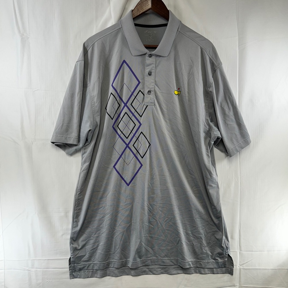 Masters Tech Polo Shirt Mens XL Grey Geometric Diamond Logo Golf